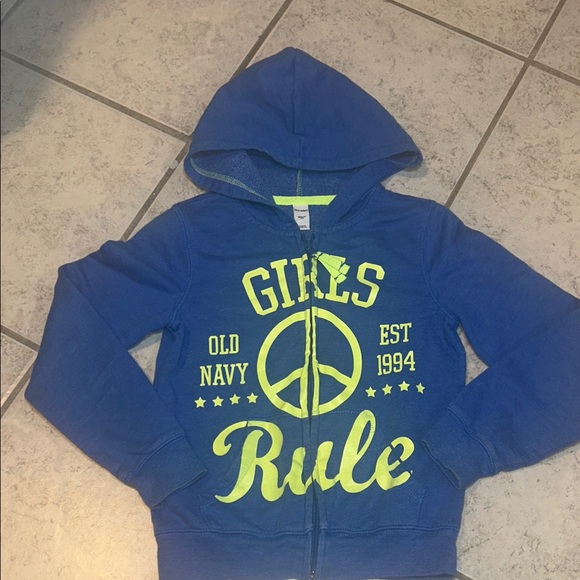 Old Navy Other - Old Navy Girls Rule Blue Full Zip Hoodie Jacket